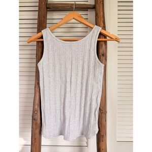 Uniqlo Ribbed Tank Top Womens XS Grey Cotton Blend Scoop Neck Basic